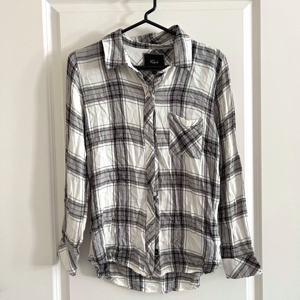 Rails Hunter Shirt - grey/ white - Size Small